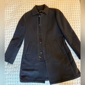 John Varvatos Mens Blue Wool Cashmere Zip Button Overcoat Size Small / 46